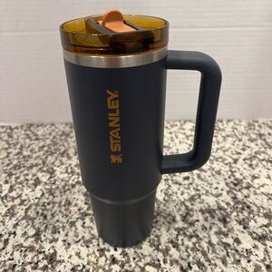 Stanley Navy Blue and Orangish Tumbler with Handle